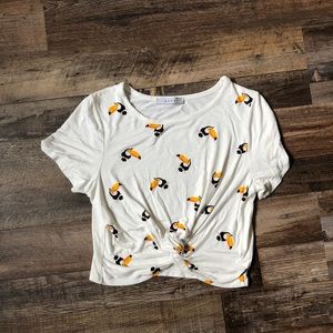 White Toucan Crop Top